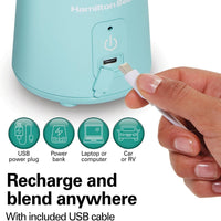 Hamilton Beach - 16 Oz Aqua Cordless Portable Personal Blender for Shakes and Smoothies - 51182C
