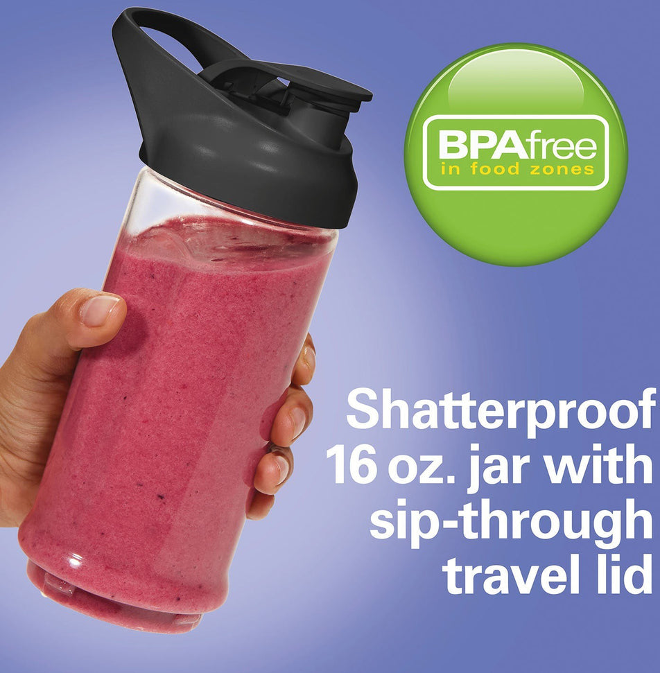 Hamilton Beach - 16 Oz Black Cordless Portable Personal Blender for Shakes and Smoothies - 51180
