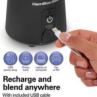 Hamilton Beach - 16 Oz Black Cordless Portable Personal Blender for Shakes and Smoothies - 51180 - DISCONTINUED