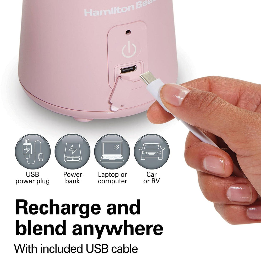Hamilton Beach - 16 Oz Rose Cordless Portable Personal Blender for Shakes and Smoothies - 51181