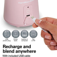 Hamilton Beach - 16 Oz Rose Cordless Portable Personal Blender for Shakes and Smoothies - 51181