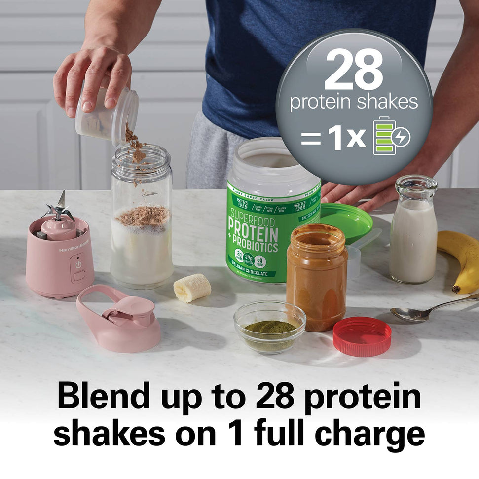 Hamilton Beach - 16 Oz Rose Cordless Portable Personal Blender for Shakes and Smoothies - 51181