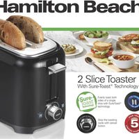 Hamilton Beach - 2 Slice Black Toaster With Sure-Toast® Technology - 22229C