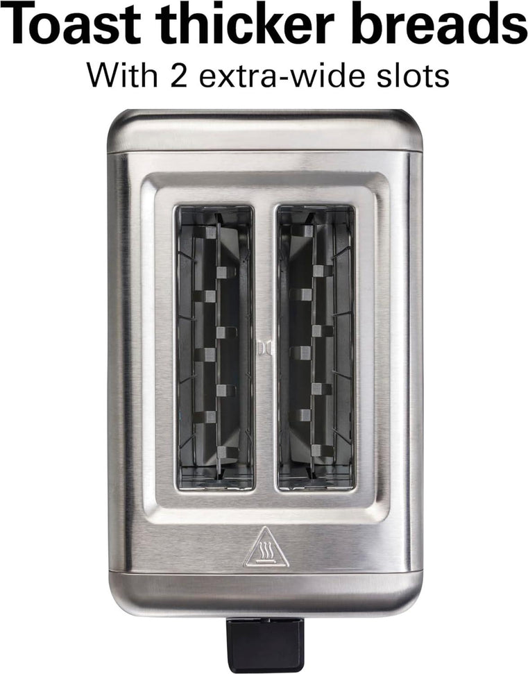 Hamilton Beach - 2 Slice Silver Stainless Steel Brushed Toaster with Extra-Wide Slots - 22992