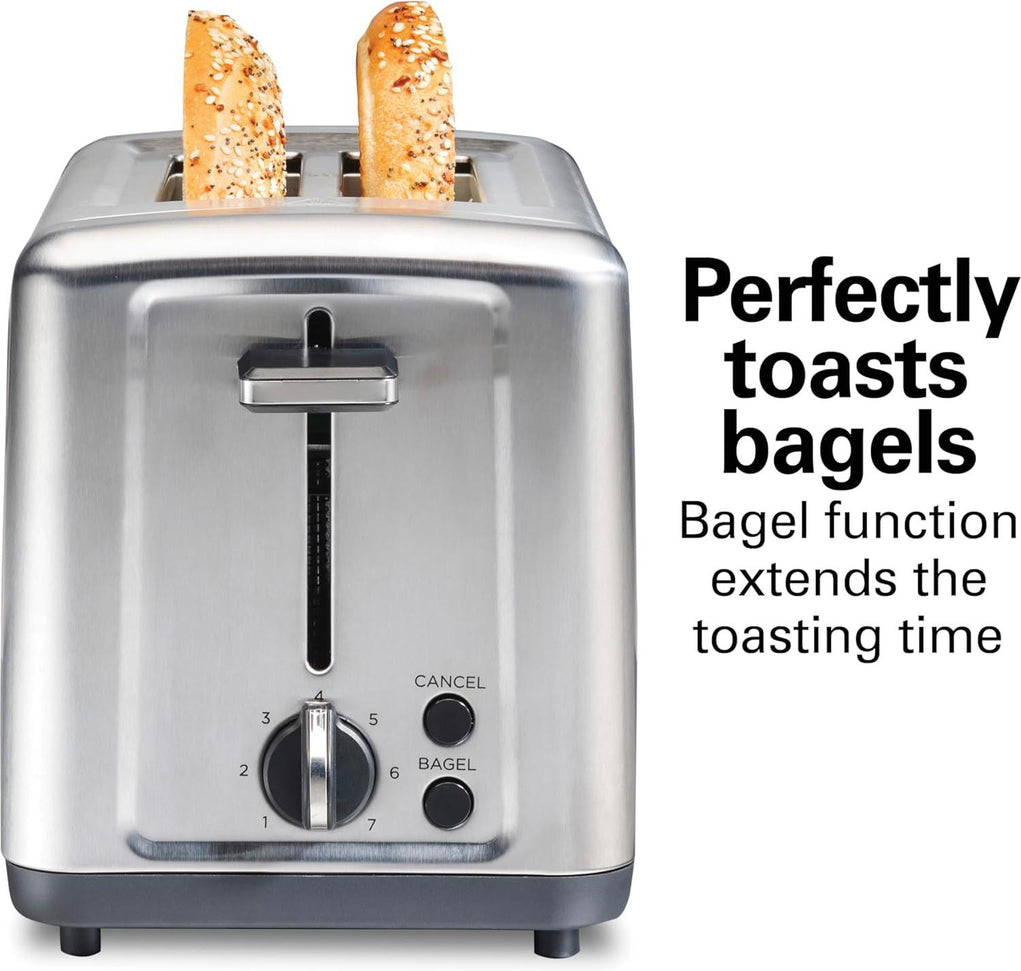 Hamilton Beach - 2 Slice Silver Stainless Steel Brushed Toaster with Extra-Wide Slots - 22992