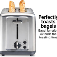Hamilton Beach - 2 Slice Silver Stainless Steel Brushed Toaster with Extra-Wide Slots - 22992