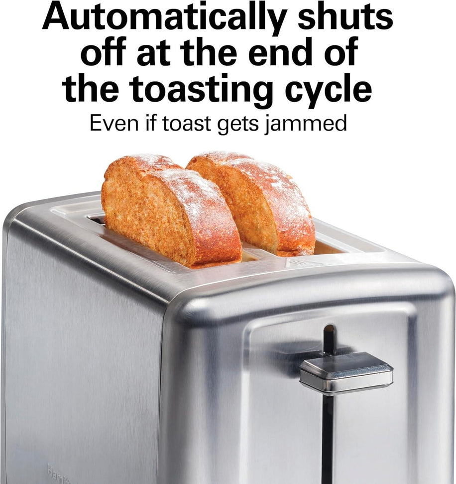 Hamilton Beach - 2 Slice Silver Stainless Steel Brushed Toaster with Extra-Wide Slots - 22992