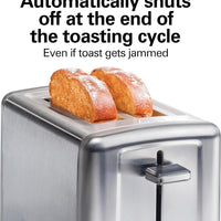 Hamilton Beach - 2 Slice Silver Stainless Steel Brushed Toaster with Extra-Wide Slots - 22992