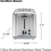 Hamilton Beach - 2 Slice Silver Stainless Steel Brushed Toaster with Extra-Wide Slots - 22992