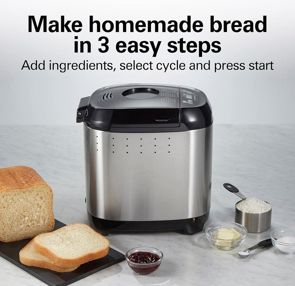 Hamilton Beach - 2 lb Black/Silver Digital Electric Bread Maker Machine Artisan and Gluten-Free - 29985