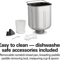 Hamilton Beach - 2 lb Black/Silver Digital Electric Bread Maker Machine Artisan and Gluten-Free - 29985