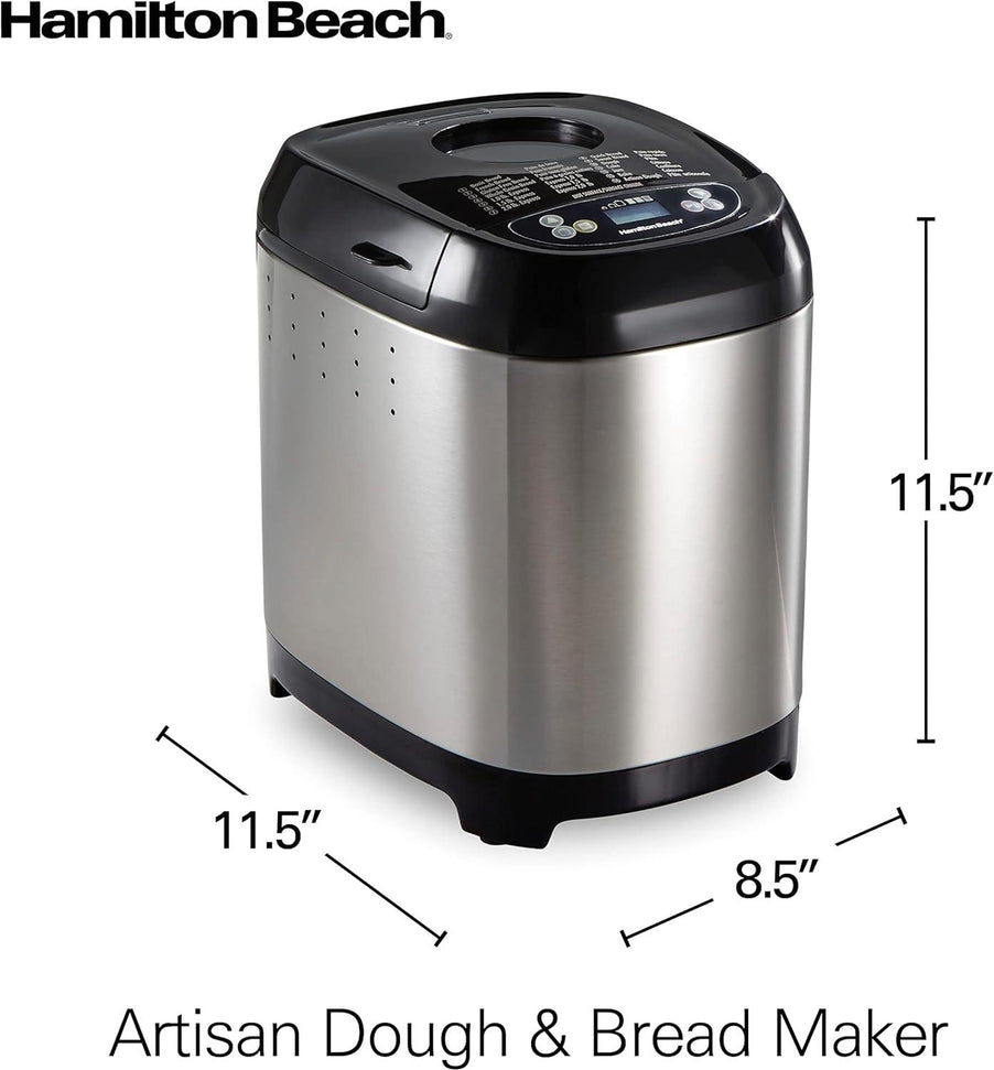 Hamilton Beach - 2 lb Black/Silver Digital Electric Bread Maker Machine Artisan and Gluten-Free - 29985