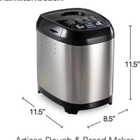Hamilton Beach - 2 lb Black/Silver Digital Electric Bread Maker Machine Artisan and Gluten-Free - 29985