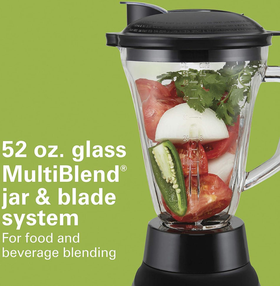 Hamilton Beach - 3-in-1 Electronic MultiBlend Kitchen System with Glass Jar, Travel Jar & Food Processor - 58176J