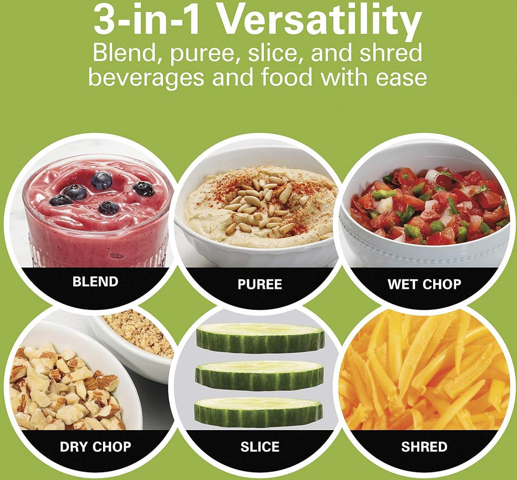 Hamilton Beach - 3-in-1 Electronic MultiBlend Kitchen System with Glass Jar, Travel Jar & Food Processor - 58176J