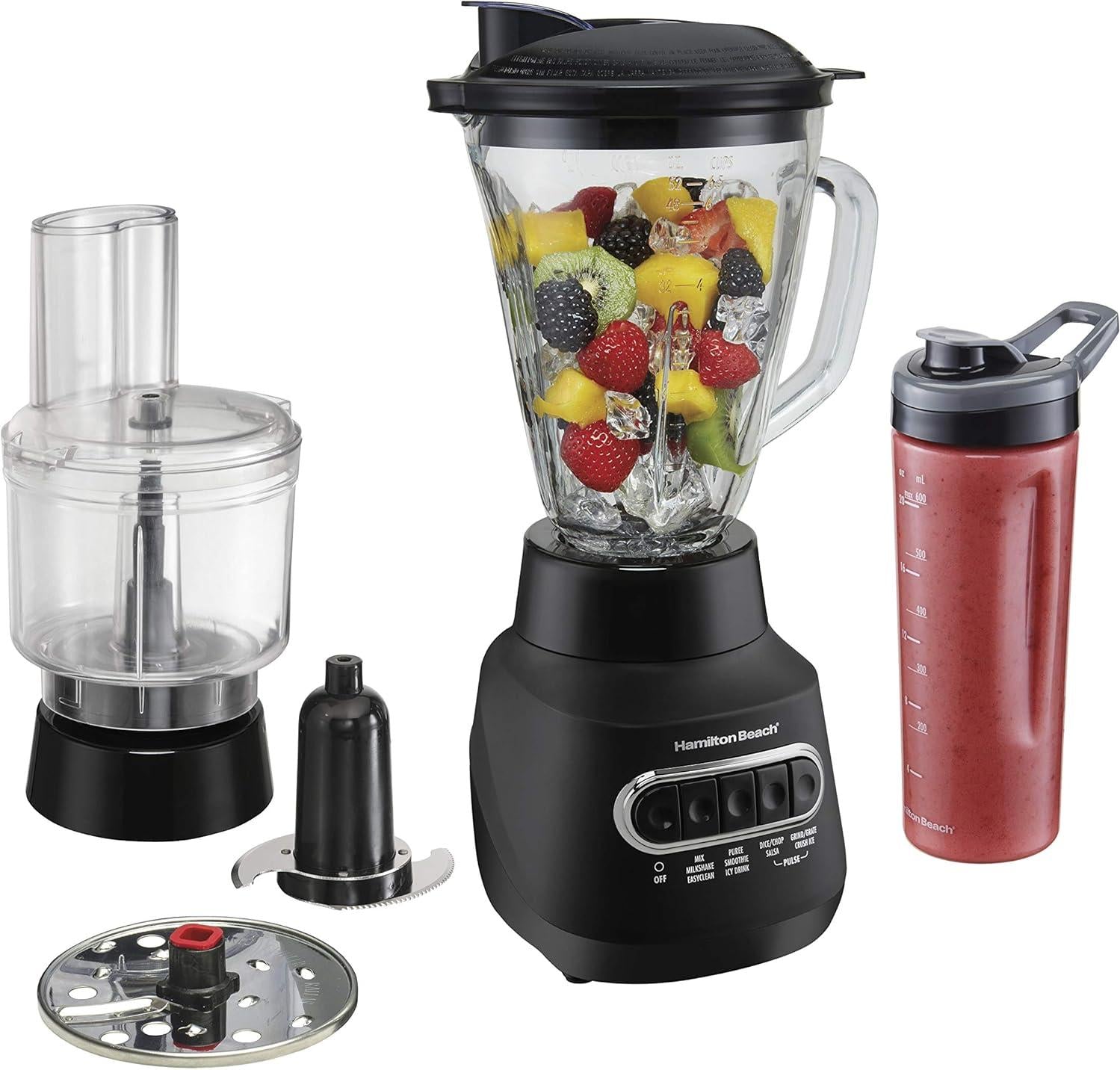 Hamilton Beach - 3-in-1 Electronic MultiBlend Kitchen System with Glass Jar, Travel Jar & Food Processor - 58176J