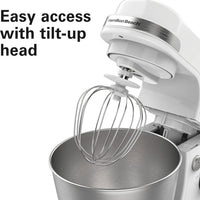 Hamilton Beach - 4 Qt White Electric Stand Mixer with 7 Speeds - 63388
