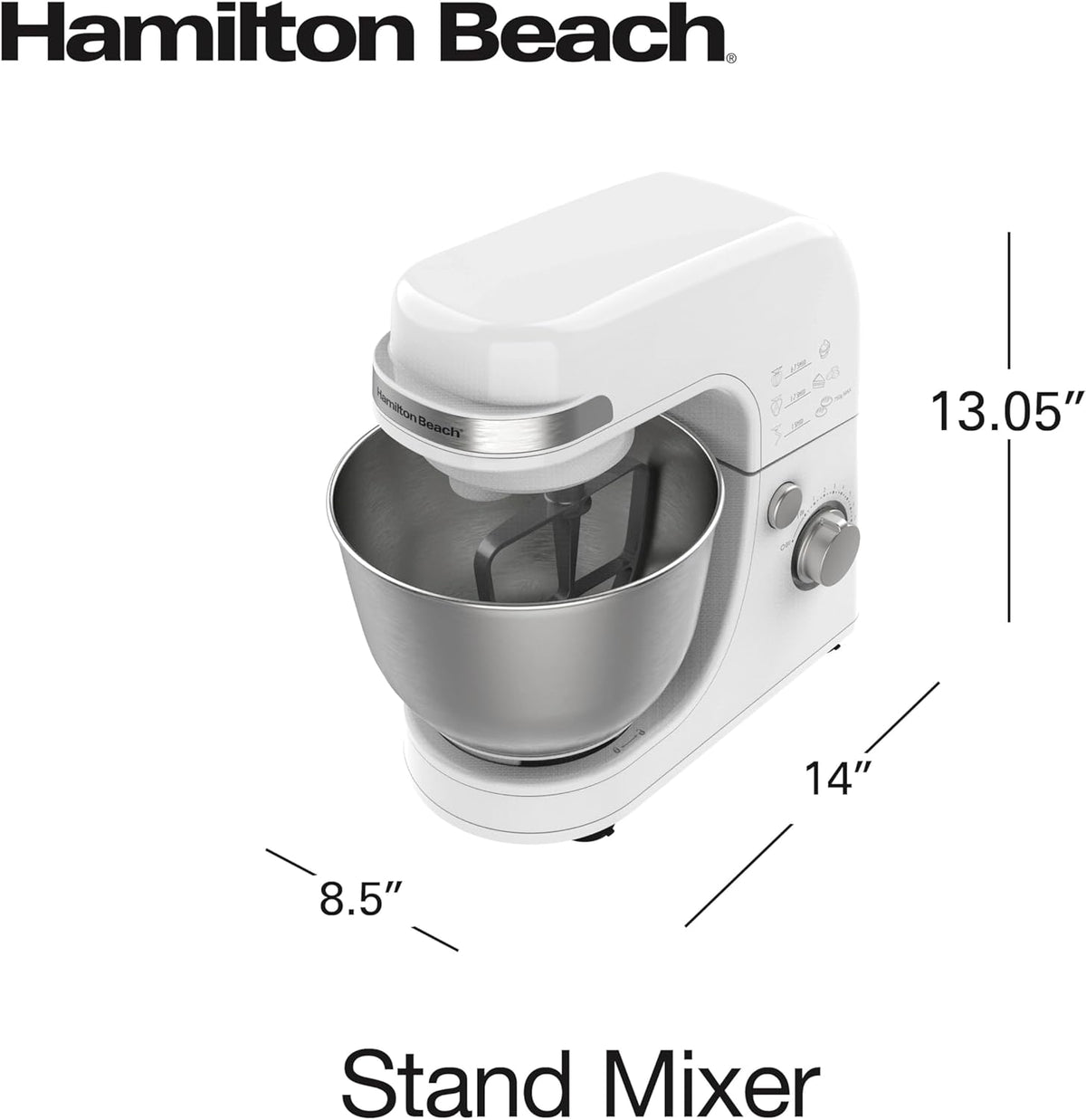 Hamilton Beach - 4 Qt White Electric Stand Mixer with 7 Speeds - 63388