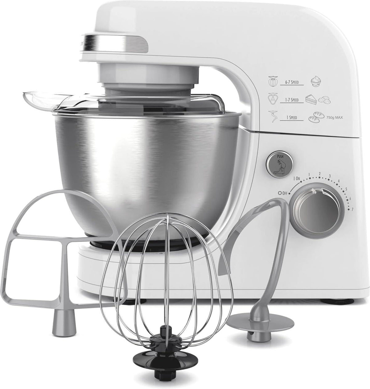 Hamilton Beach - 4 Qt White Electric Stand Mixer with 7 Speeds - 63388