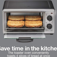 Hamilton Beach - 4 Slice Black and Silver Toaster Oven Multi-Function with Bake - 31260
