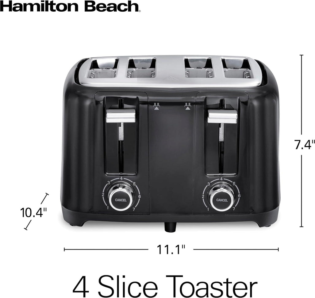 Hamilton Beach - 4 Slices Black Toaster with Extra-Wide Slots - 24217