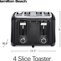 Hamilton Beach - 4 Slices Black Toaster with Extra-Wide Slots - 24217