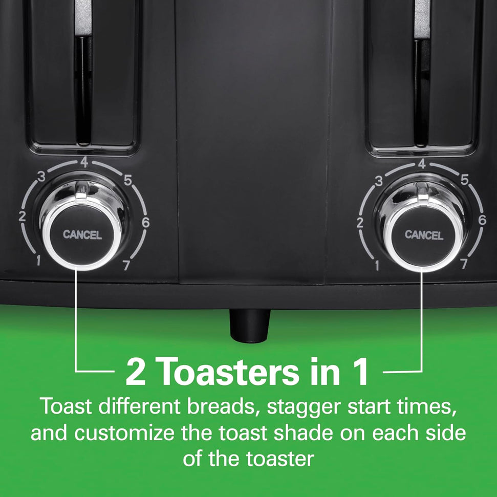 Hamilton Beach - 4 Slices Black Toaster with Extra-Wide Slots - 24217