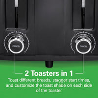 Hamilton Beach - 4 Slices Black Toaster with Extra-Wide Slots - 24217