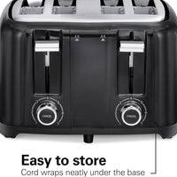 Hamilton Beach - 4 Slices Black Toaster with Extra-Wide Slots - 24217