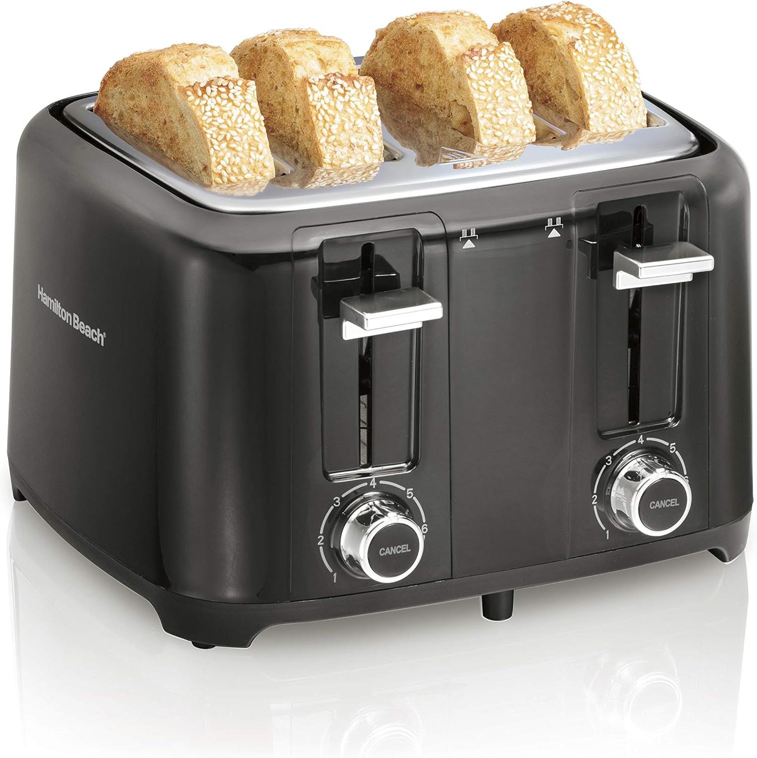 Hamilton Beach - 4 Slices Black Toaster with Extra-Wide Slots - 24217