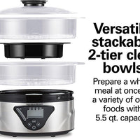 Hamilton Beach - 5.5 QT 2-Tier Digital Food Steamer - 37530MN