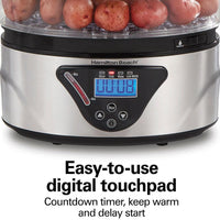 Hamilton Beach - 5.5 QT 2-Tier Digital Food Steamer - 37530MN