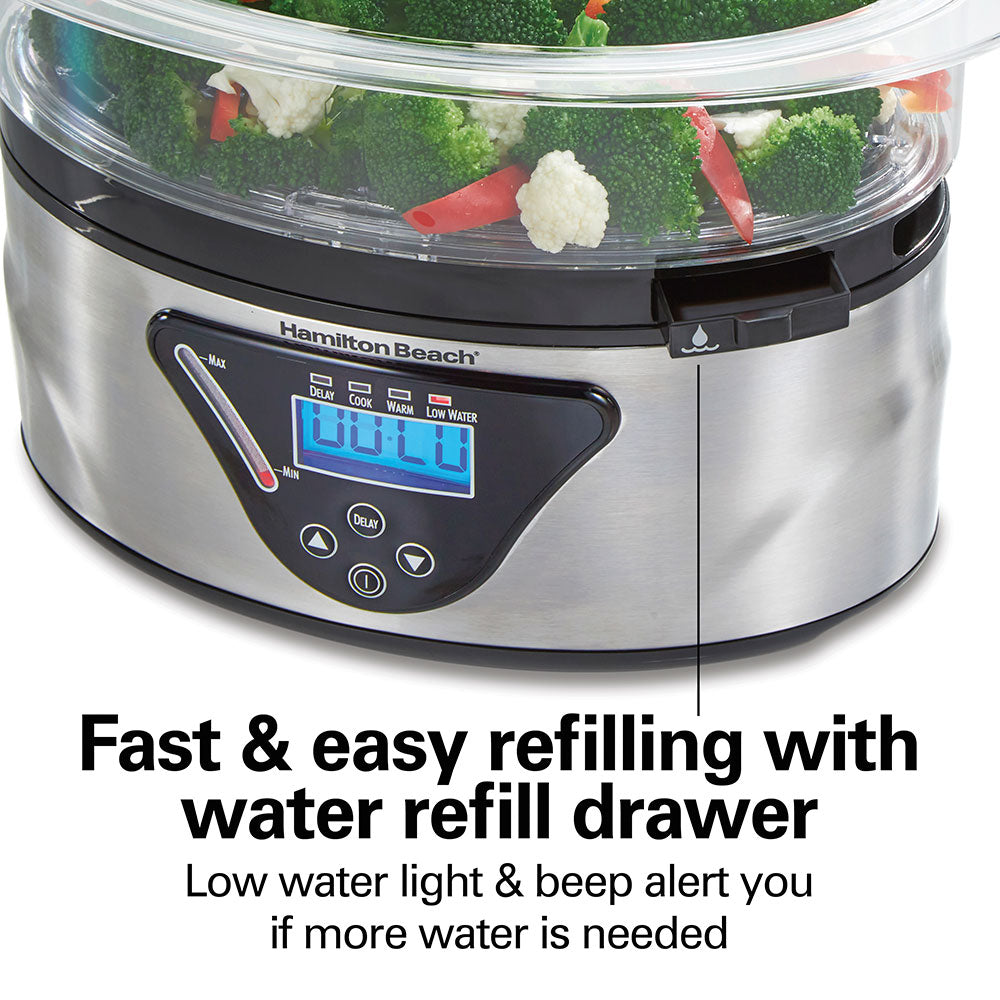 Hamilton Beach - 5.5 QT 2-Tier Digital Food Steamer - 37530MN