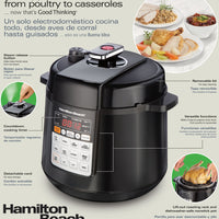 Hamilton Beach - 6 QT Multi Function Pressure Cooker Black - 34501C