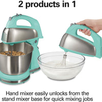 Hamilton Beach - 6 Speed Aqua Blue Classic Stand Mixer - 64658