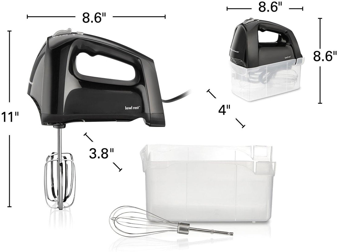 Hamilton Beach - 6 Speed Black Hand Mixer with Quick Burst™ and Snap-On Case - 62690F