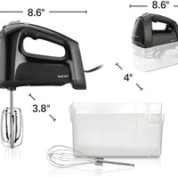 Hamilton Beach - 6 Speed Black Hand Mixer with Quick Burst™ and Snap-On Case - 62690F