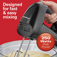 Hamilton Beach - 6 Speed Black Hand Mixer with Quick Burst™ and Snap-On Case - 62690F