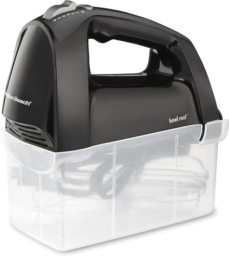 Hamilton Beach - 6 Speed Black Hand Mixer with Quick Burst™ and Snap-On Case - 62690F