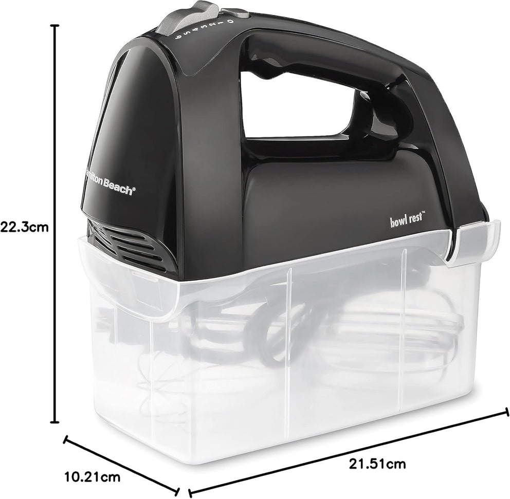 Hamilton Beach - 6 Speed Black Hand Mixer with Quick Burst™ and Snap-On Case - 62690F