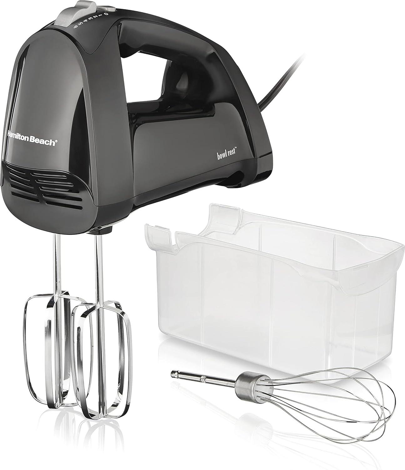 Hamilton Beach - 6 Speed Black Hand Mixer with Quick Burst™ and Snap-On Case - 62690F
