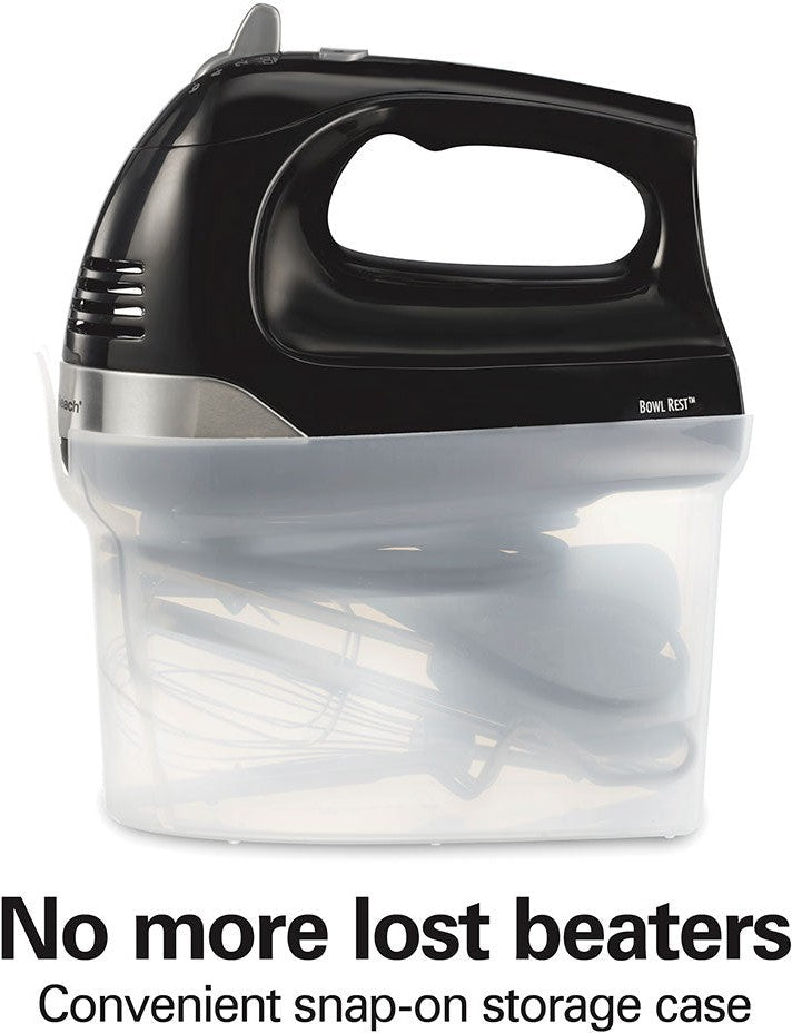 Hamilton Beach - 6 Speed Hand Mixer with Snap On Case Black - 62639C