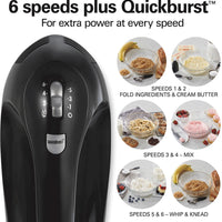 Hamilton Beach - 6 Speed Hand Mixer with Snap On Case Black - 62639C