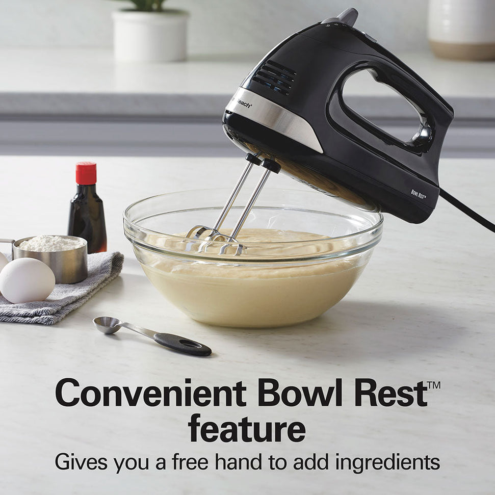 Hamilton Beach - 6 Speed Hand Mixer with Snap On Case Black - 62639C