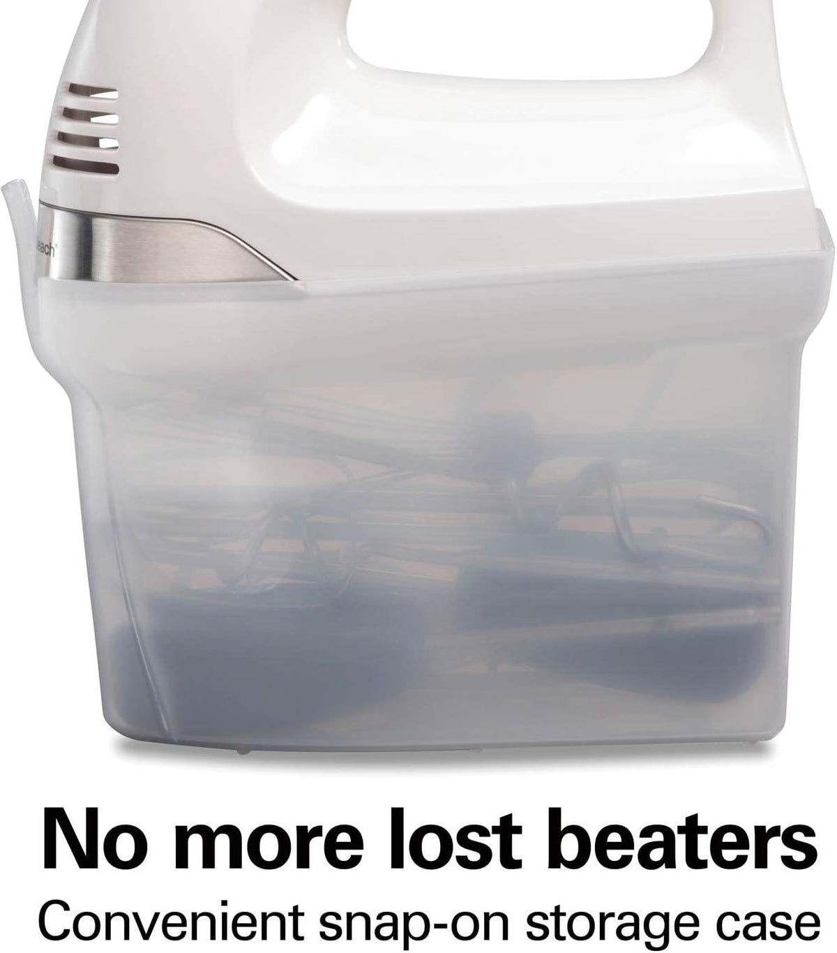 Hamilton Beach - 6 Speed White Hand Mixer with Easy Clean Beaters and Snap-On Case - 62636