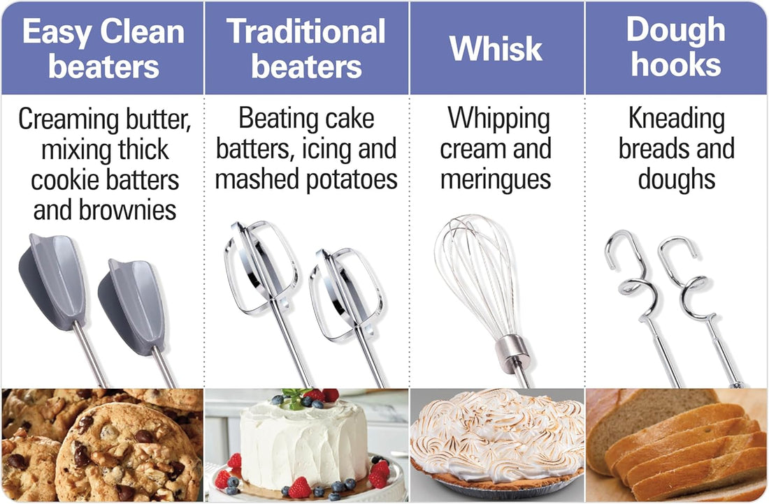 Hamilton Beach - 6 Speed White Hand Mixer with Easy Clean Beaters and Snap-On Case - 62636