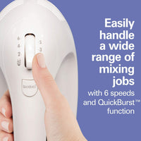 Hamilton Beach - 6 Speed White Hand Mixer with Easy Clean Beaters and Snap-On Case - 62636