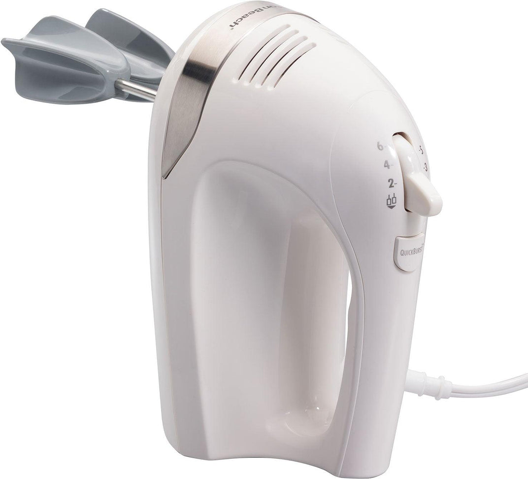 Hamilton Beach - 6 Speed White Hand Mixer with Easy Clean Beaters and Snap-On Case - 62636