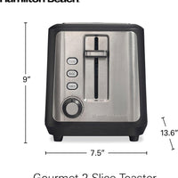 Hamilton Beach - 6.5” Slots 2 Slice Toaster with Sure-Toast Technology - 22996