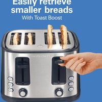 Hamilton Beach - 7.3" 4 Slices Black Toaster with Extra-Wide Slot - 24633V